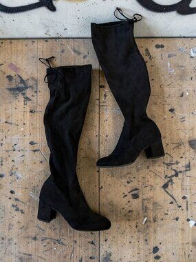 GIANNI BINI Trillia Black Faux Suede Pull On Boots Size 7.5
